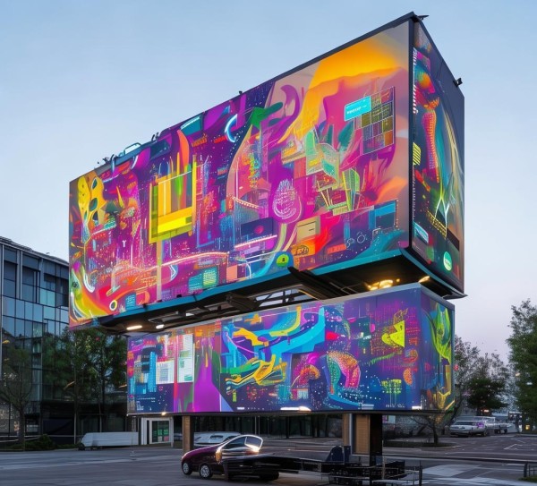 创意广告牌，拼装艺术与现代科技的结合